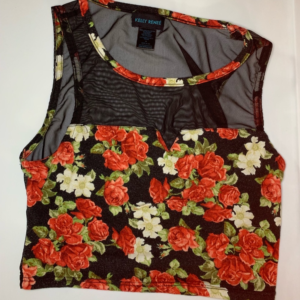 Floral mesh crop top